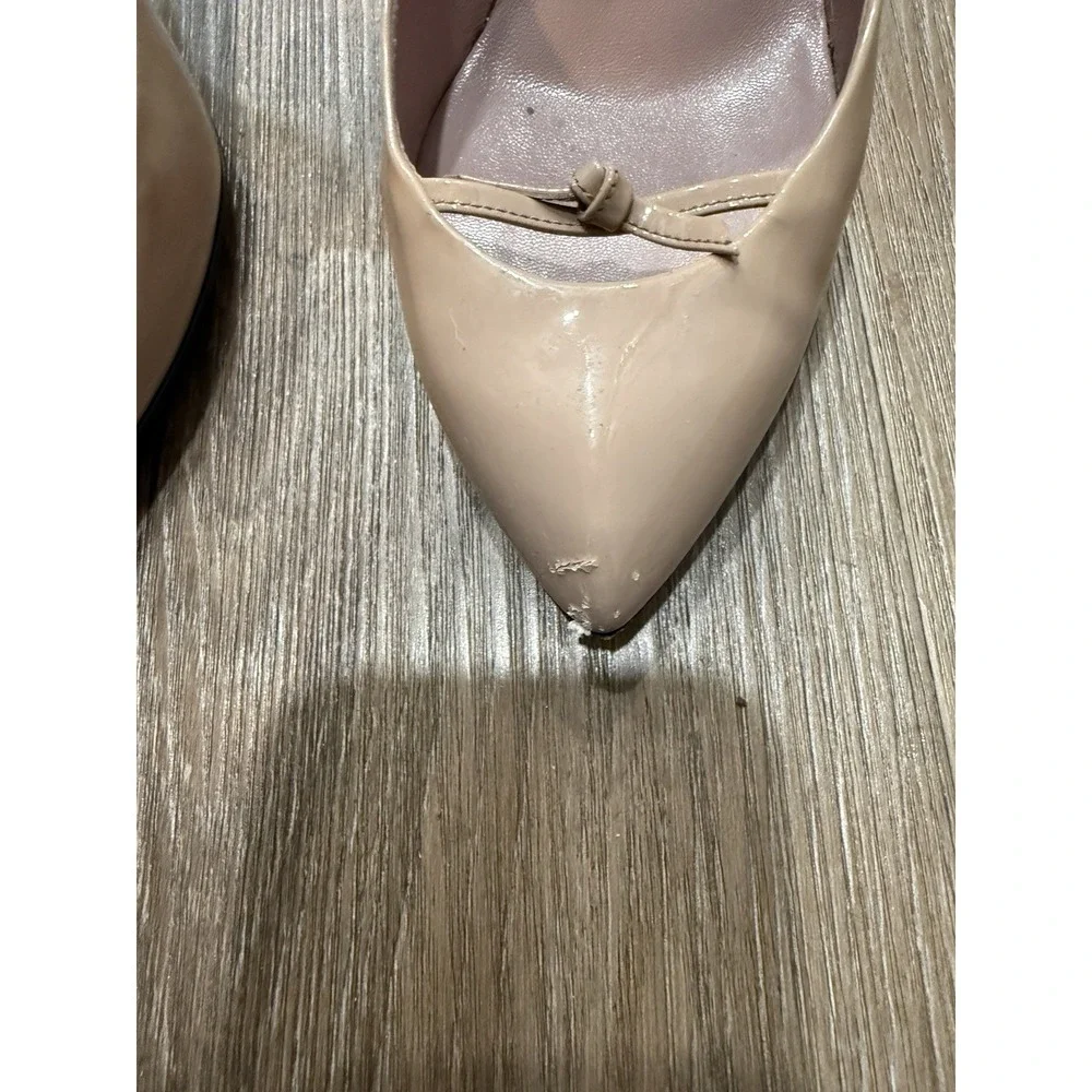 Gucci‎ Pump Beige Patent Bow Stiletto Pointed Toe Women's Heel 39.5